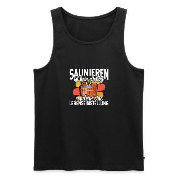 Sauna Schwitz Aufguss Saunakilt Bademantel - Männer Premium Bio Tank Top - Schwarz - Vorne - AI Model Male 178 light (178cm)