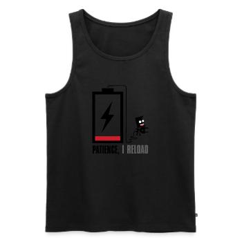 Patience, je recharge... - Débardeur bio Premium Homme - noir - Devant - AI Model Male 178 light (178cm)