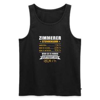 Zimmerer Stundenlohn Tischler - Männer Premium Bio Tank Top - Schwarz - Vorne - Michal (187cm)