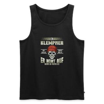 Klempner hört auf wenn er fertig ist - Männer Premium Bio Tank Top - Schwarz - Vorne - Michal (187cm)