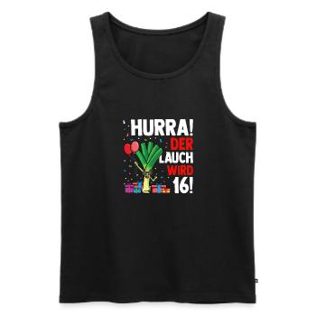 Hurra der Lauch wird 16 - Männer Premium Bio Tank Top - Schwarz - Vorne - AI Model Male 178 light (178cm)