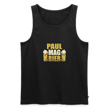 Paul mag Bier Name Geburtstag - Männer Premium Bio Tank Top - Schwarz - Vorne - Michal (187cm)
