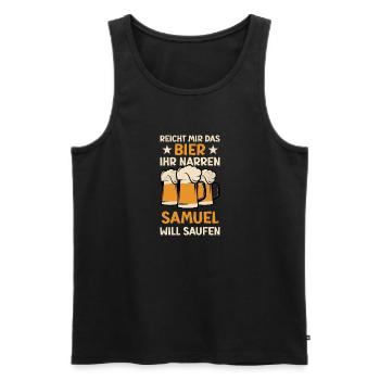 Reicht mir das Bier Samuel Saufen Namen - Männer Premium Bio Tank Top - Schwarz - Vorne - Michal (187cm)
