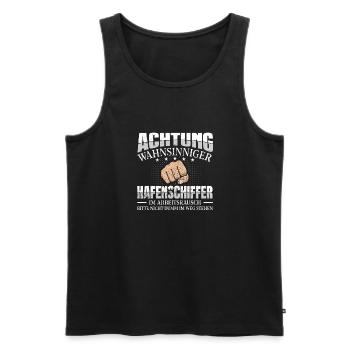 Hafenschiffer Achtung wahnsinniger Bootsbauer - Männer Premium Bio Tank Top - Schwarz - Vorne - Michal (187cm)