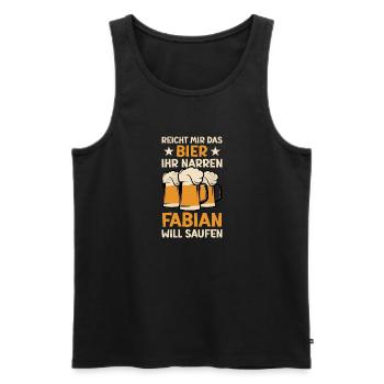 Reicht mir das Bier Fabian Saufen Namen - Männer Premium Bio Tank Top - Schwarz - Vorne - Michal (187cm)