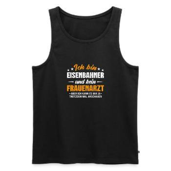 Eisenbahner und kein Frauenarzt Schaffner - Männer Premium Bio Tank Top - Schwarz - Vorne - AI Model Male 178 light (178cm)