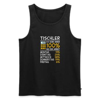 Tischler Ich gebe immer 100% bei der Arbeit Lohn - Männer Premium Bio Tank Top - Schwarz - Vorne - Michal (187cm)