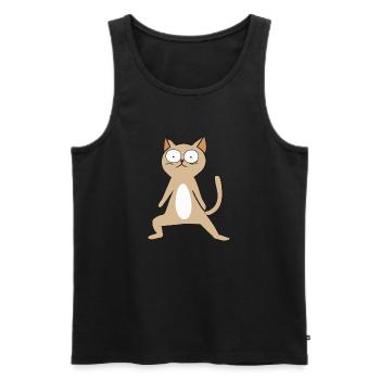 Lustig Katze macht Yoga Yogaliebhaber Geschenkidee - Männer Premium Bio Tank Top - Schwarz - Vorne - Michal (187cm)