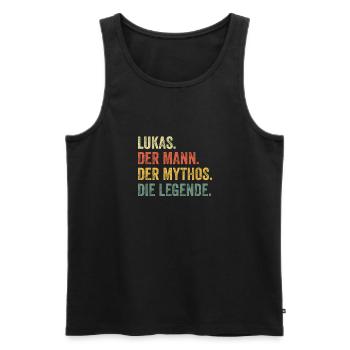 Lukas Mann Mythos Legende Vorname Name - Männer Premium Bio Tank Top - Schwarz - Vorne - Michal (187cm)