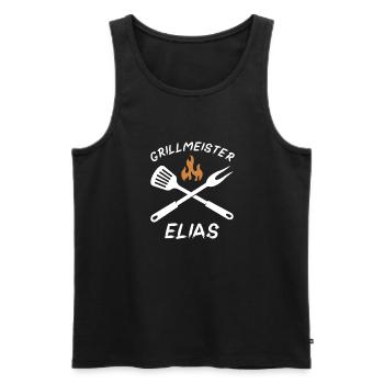 Grillmeister Elias - Männer Premium Bio Tank Top - Schwarz - Vorne - AI Model Male 178 light (178cm)
