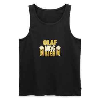 Olaf mag Bier Name Geburtstag - Männer Premium Bio Tank Top - Schwarz - Vorne - Michal (187cm)