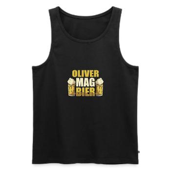 Oliver mag Bier Name Geburtstag - Männer Premium Bio Tank Top - Schwarz - Vorne - Michal (187cm)