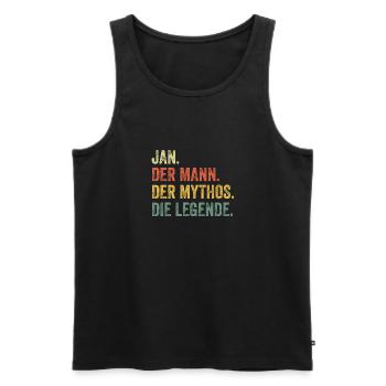 Jan Mann Mythos Legende Vorname Name - Männer Premium Bio Tank Top - Schwarz - Vorne - Michal (187cm)