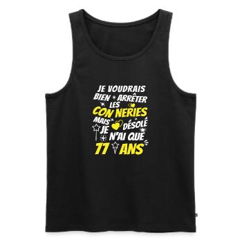 conneries 77 ans / humour anniversaire 77 ans - Débardeur bio Premium Homme - noir - Devant - Michal (187cm)
