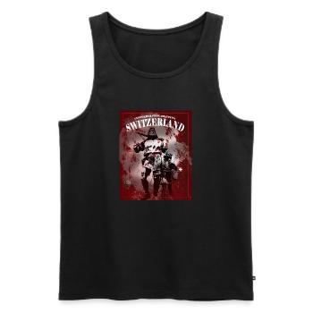 T-shirt or hoodie with Swiss heroes - Men's Premium Organic Tank Top - black - Front - AI Model Male 178 light (178cm)