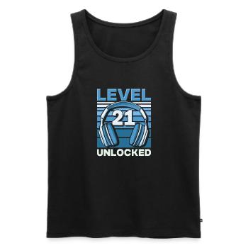 Level 21 Unlocked Gaming Birthday Gamer - Men's Premium Organic Tank Top - black - Front - Michal (187cm)