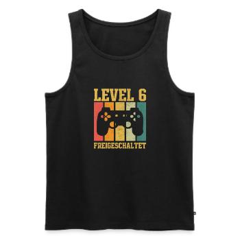 Level 6 freigeschaltet - Männer Premium Bio Tank Top - Schwarz - Vorne - Michal (187cm)