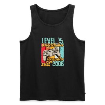 Level 15 freigeschaltet legendär seit 2008 - Männer Premium Bio Tank Top - Schwarz - Vorne - Michal (187cm)