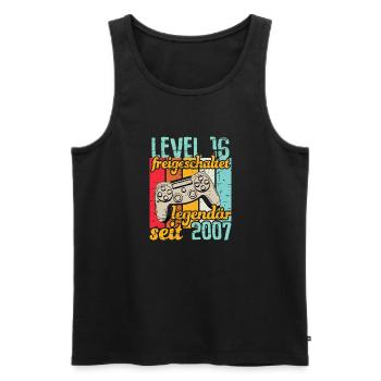 Level 16 freigeschaltet legendär seit 2007 - Männer Premium Bio Tank Top - Schwarz - Vorne - Michal (187cm)