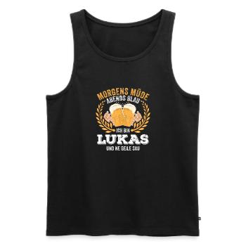 Lukas Vorname Name Geburtstag Bier saufen - Männer Premium Bio Tank Top - Schwarz - Vorne - Michal (187cm)