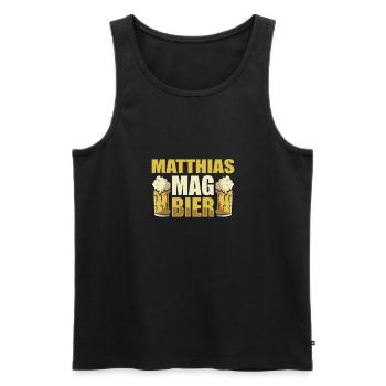 Matthias mag Bier Name Geburtstag - Männer Premium Bio Tank Top - Schwarz - Vorne - Michal (187cm)