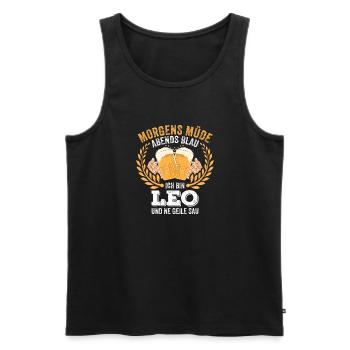 Leo Vorname Name Geburtstag Bier saufen - Männer Premium Bio Tank Top - Schwarz - Vorne - Michal (187cm)