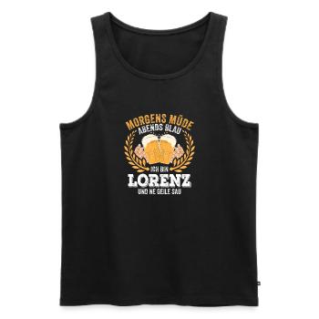Lorenz Vorname Name Geburtstag Bier saufen - Männer Premium Bio Tank Top - Schwarz - Vorne - Michal (187cm)