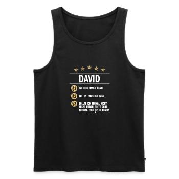 David Habe immer Recht Namenstag - Männer Premium Bio Tank Top - Schwarz - Vorne - Michal (187cm)