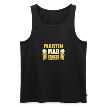 Martin mag Bier Name Geburtstag - Männer Premium Bio Tank Top - Schwarz - Vorne - Michal (187cm)