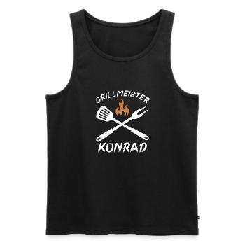 Grillmeister Konrad - Männer Premium Bio Tank Top - Schwarz - Vorne - AI Model Male 178 light (178cm)