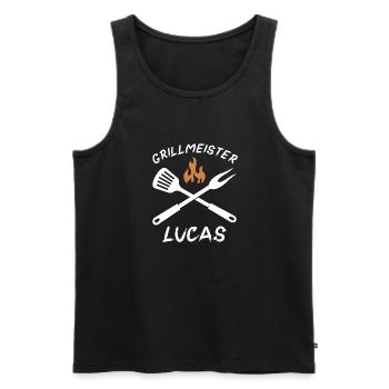Grillmeister Lucas - Männer Premium Bio Tank Top - Schwarz - Vorne - AI Model Male 178 light (178cm)