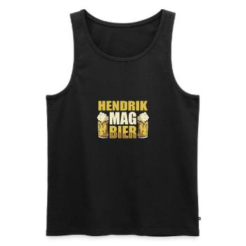 Hendrik mag Bier Name Geburtstag - Männer Premium Bio Tank Top - Schwarz - Vorne - Michal (187cm)