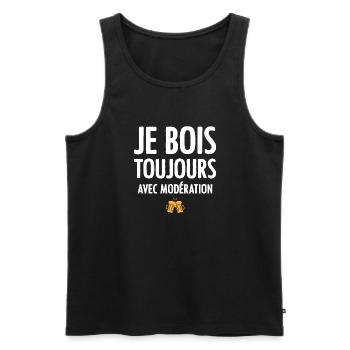 je bois toujours avec modération - Débardeur bio Premium Homme - noir - Devant - Michal (187cm)