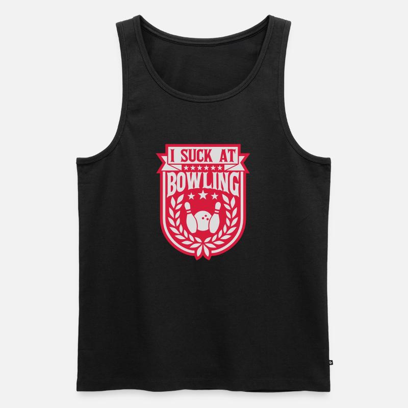 I suck at bowling - Männer Premium Bio Tank Top - Schwarz