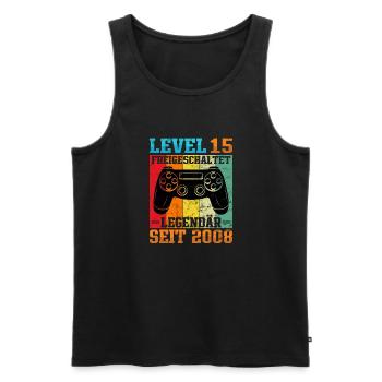 Gaming Geburtstag 2008 Level 15 - Männer Premium Bio Tank Top - Schwarz - Vorne - Michal (187cm)