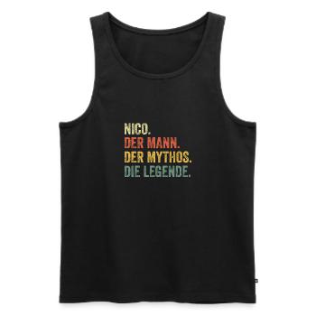 Nico Mann Mythos Legende Vorname Name - Männer Premium Bio Tank Top - Schwarz - Vorne - Michal (187cm)