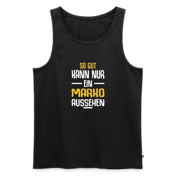 Marko Vorname Name Geburtstag - Männer Premium Bio Tank Top - Schwarz - Vorne - AI Model Male 178 light (178cm)