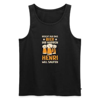 Reicht mir das Bier Henri Saufen Namen - Männer Premium Bio Tank Top - Schwarz - Vorne - AI Model Male 178 light (178cm)