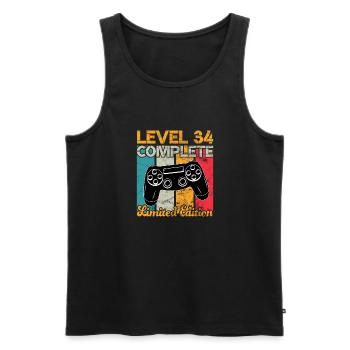 Niveau 34 Anniversaire de jeu complet - Débardeur bio Premium Homme - noir - Devant - Michal (187cm)