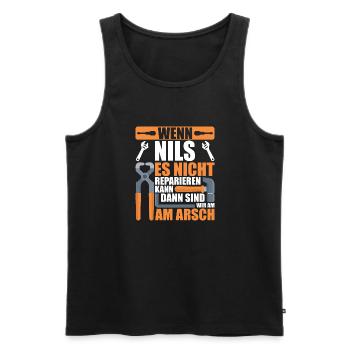 Vorname Nils Name Geburtstag Geschenk - Männer Premium Bio Tank Top - Schwarz - Vorne - Michal (187cm)