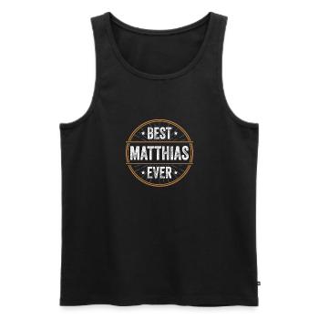 Meilleur Matthias Ever Prénom Nom Cadeau - Débardeur bio Premium Homme - noir - Devant - AI Model Male 178 light (178cm)