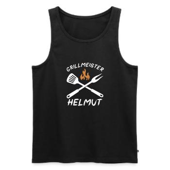 Grillmeister Helmut - Männer Premium Bio Tank Top - Schwarz - Vorne - AI Model Male 178 light (178cm)
