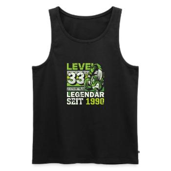 Level 33 freigeschaltet legendär seit 1990 - Männer Premium Bio Tank Top - Schwarz - Vorne - Michal (187cm)