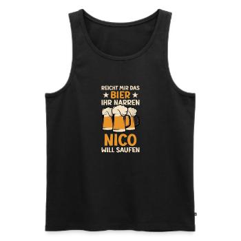 Reicht mir das Bier Nico Saufen Namen - Männer Premium Bio Tank Top - Schwarz - Vorne - Michal (187cm)
