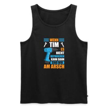 Tim Vorname Name Geburtstag Reparieren - Männer Premium Bio Tank Top - Schwarz - Vorne - AI Model Male 178 light (178cm)