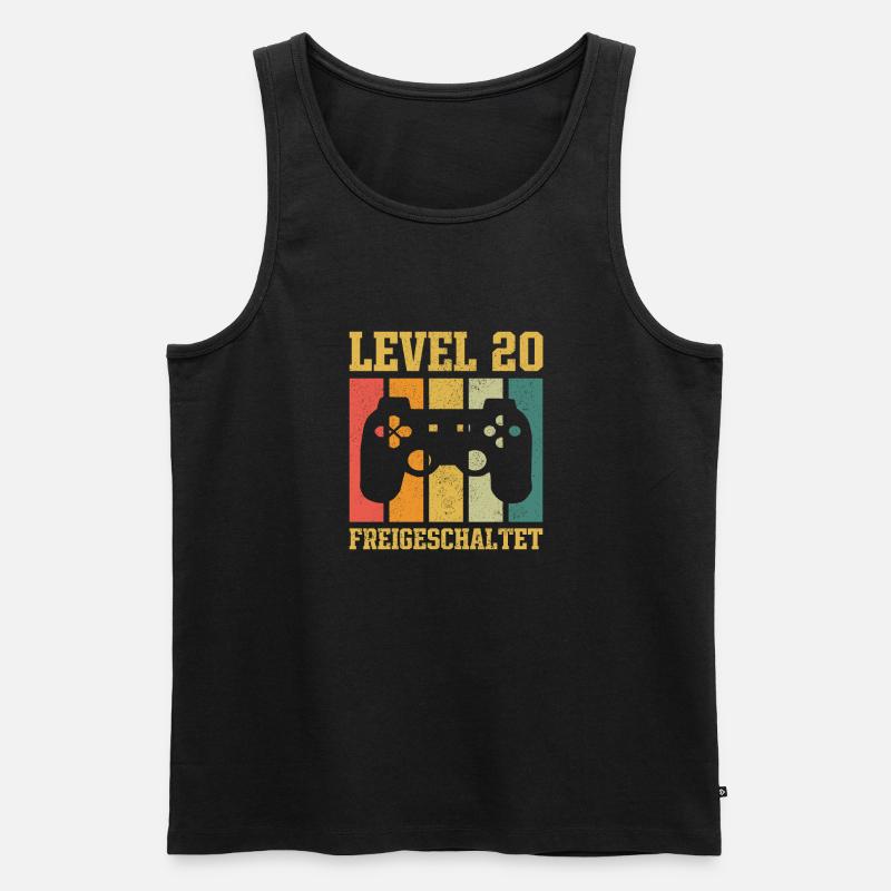 Level 20 freigeschaltet - Männer Premium Bio Tank Top - Schwarz