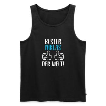 Niklas Vorname Name Geburtstag - Männer Premium Bio Tank Top - Schwarz - Vorne - Michal (187cm)