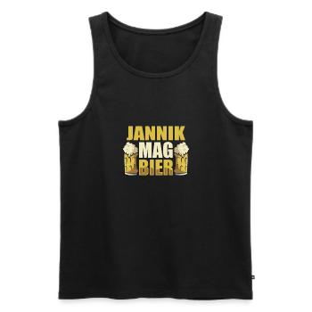 Jannik mag Bier Name Geburtstag - Männer Premium Bio Tank Top - Schwarz - Vorne - Michal (187cm)