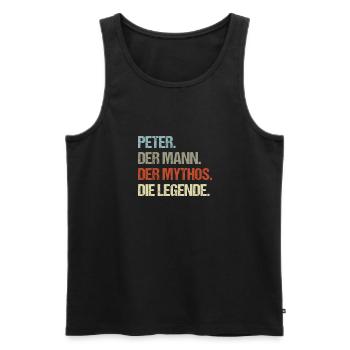 Peter der Mann der Mythos die Legende - Männer Premium Bio Tank Top - Schwarz - Vorne - AI Model Male 178 light (178cm)