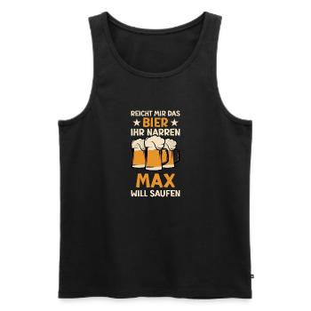 Reicht mir das Bier Max Saufen Namen - Männer Premium Bio Tank Top - Schwarz - Vorne - AI Model Male 178 light (178cm)